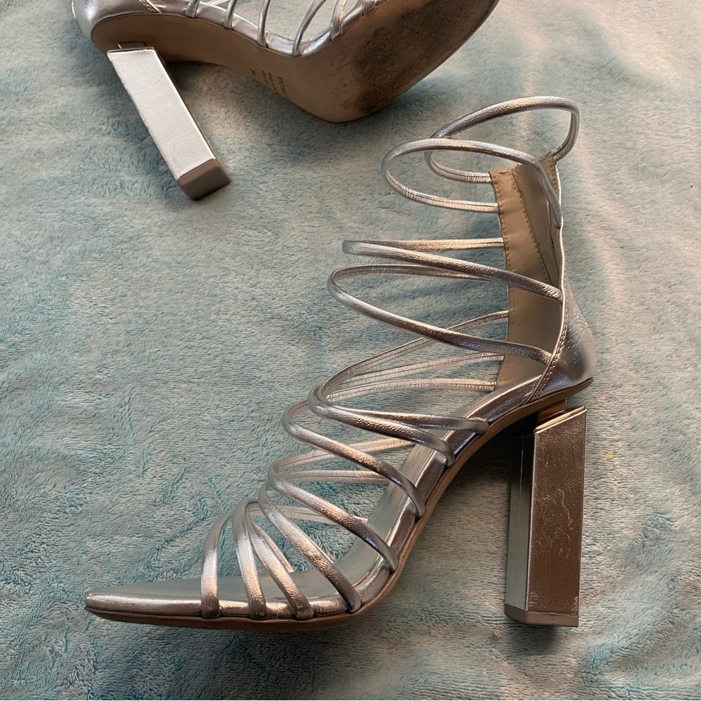 Vic Matie High Heeled Strappy Silver Sandals SZ EU 39